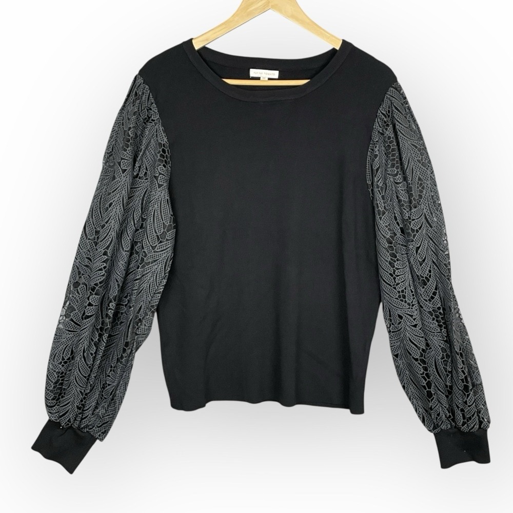 Flying Tomato Whimsigoth Lace Balloon Sleeve Top Women 3X Dark Boho Fairy Grunge